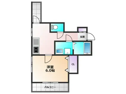 ルミエールタケウチ(1K/2階)の間取り写真