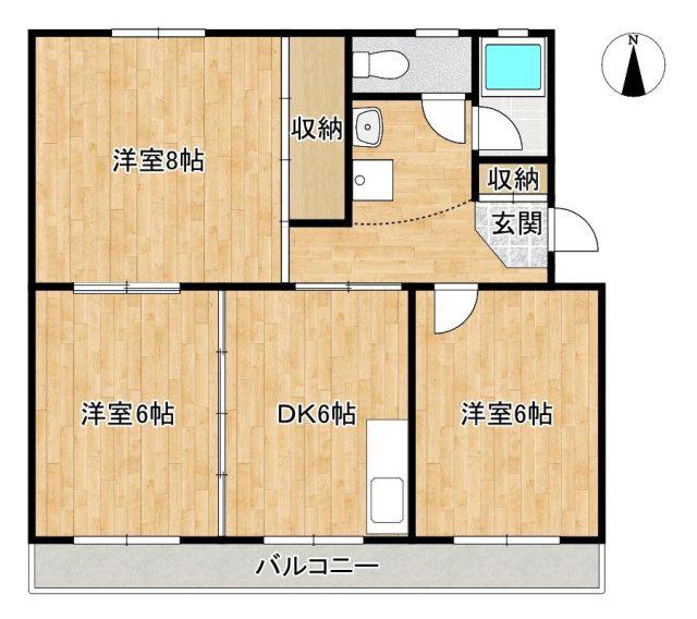 積志ハイツ(3DK/1階)の間取り写真