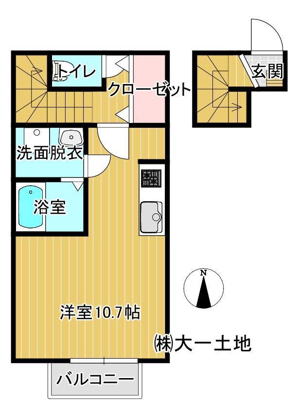 LEVEL TWEE(ワンルーム/2階)の間取り写真