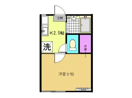 ハミング(1K/2階)の間取り写真