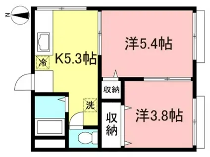 慈雲コーポラスC棟(2K/2階)の間取り写真