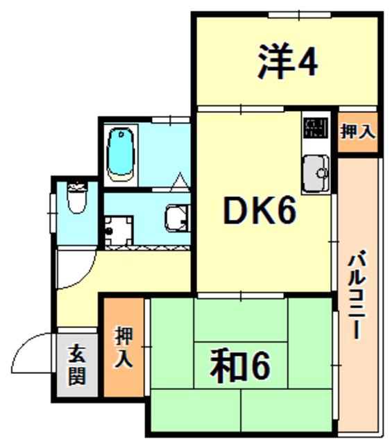 エクセルメイト(2DK/4階)の間取り写真