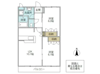 フォル・フリーデ(2LDK/2階)の間取り写真