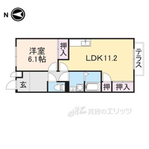 クレストコート(1LDK/1階)の間取り写真