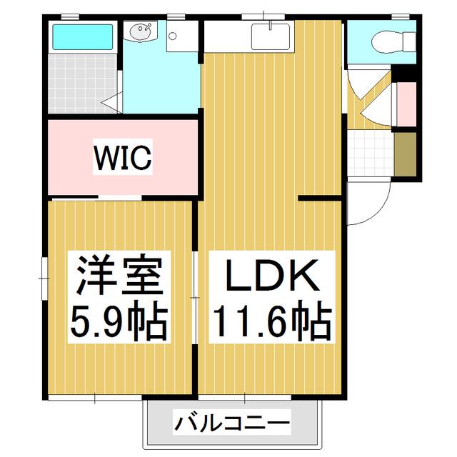 ヴィラシャンテA(1LDK/1階)の間取り写真
