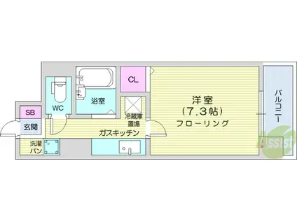 正栄ビル西公園(1K/4階)の間取り写真