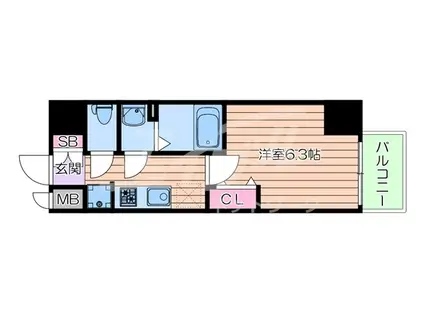 プレサンス堺筋本町ディスティニー(1K/2階)の間取り写真