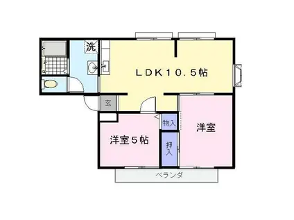 エクセルハイム(2LDK/2階)の間取り写真