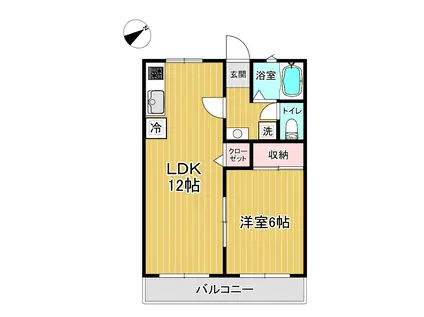 ハーモニー大田原西(1LDK/2階)の間取り写真