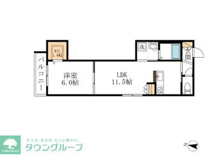 KIHACHI ウエスト(1LDK/3階)の間取り写真