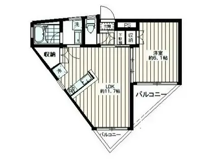 UN PREMIER(1LDK/2階)の間取り写真