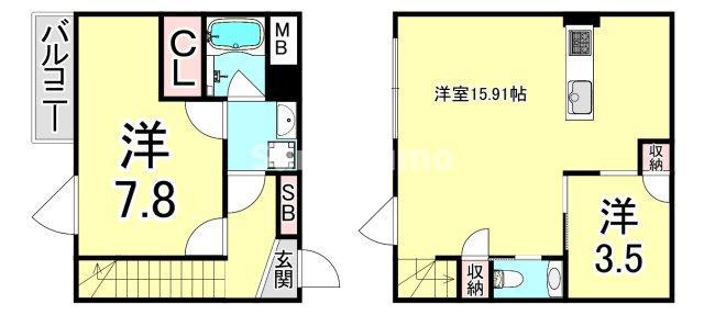 RA-ASHIYA(2LDK/1階)の間取り写真