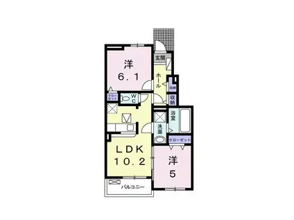 CREST//VILLA I(2LDK/1階)の間取り写真