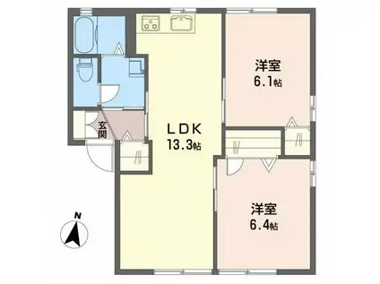 サンマリノ A棟(2LDK/1階)の間取り写真