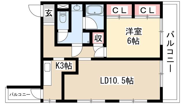 第2宏陽ハイツ(1LDK/4階)の間取り写真
