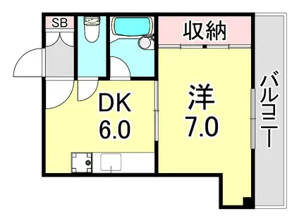 フリックコート荒田(1LDK/3階)の間取り写真