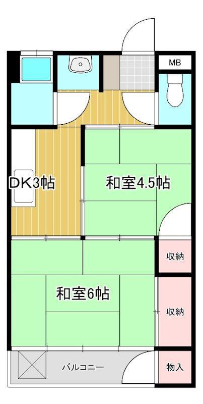 藤井マンション(2DK/2階)の間取り写真