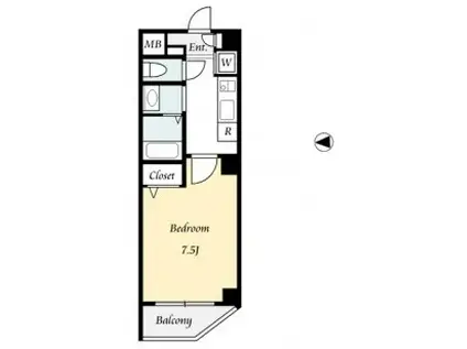 ドルフシロカネ(1K/3階)の間取り写真