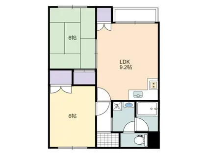 メゾンナチュレサカエ(2LDK/2階)の間取り写真