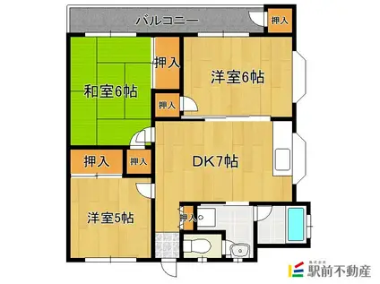 ハイライフみづほ(3DK/3階)の間取り写真