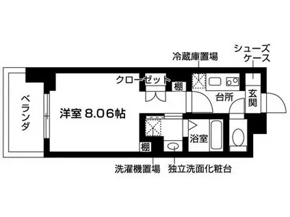バウスクロス九大学研都市(1K/3階)の間取り写真
