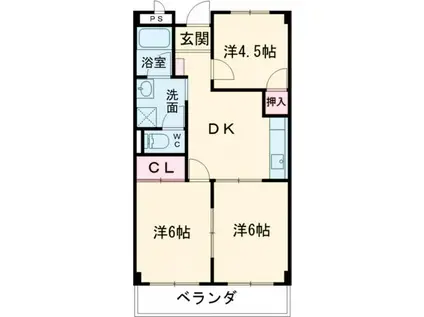 グレイスタウン MIWA A(3DK/1階)の間取り写真