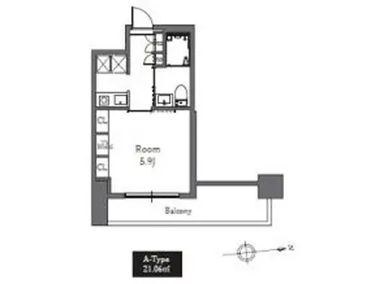 トーツーレジデンス芝(1K/7階)の間取り写真