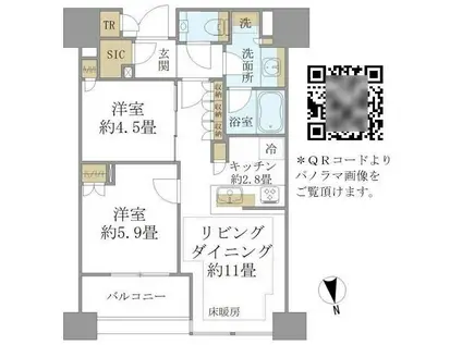白金ザ・スカイ東棟(2LDK/20階)の間取り写真