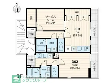 ヴィラ東高円寺 1(1K/2階)の間取り写真