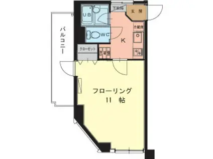 ラルジュ菜の花(1K/3階)の間取り写真