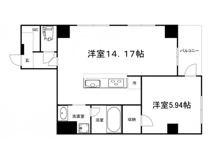 BRAVE天満橋京町(1LDK/6階)の間取り写真