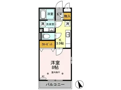 アネシス城北C(1K/2階)の間取り写真