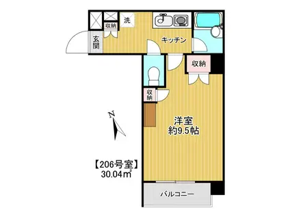 カームハウス中山(1K/2階)の間取り写真
