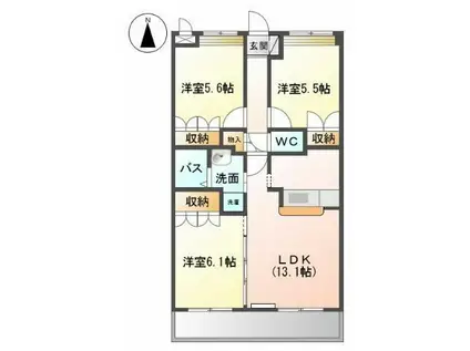 カサルビア(3LDK/2階)の間取り写真