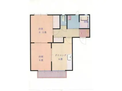 パーシモンハイツII(2DK/2階)の間取り写真