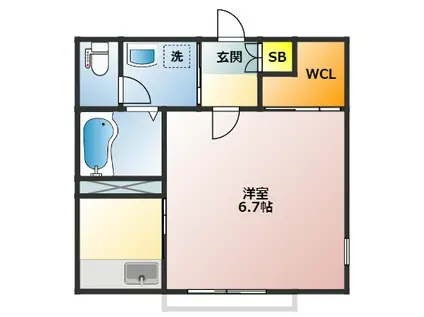 恵比寿ガーデンときわ台(1K/1階)の間取り写真