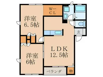 カルティエ星ヶ丘IV(2LDK/2階)の間取り写真
