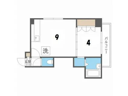 ヴィラ・ススキノ(1LDK/3階)の間取り写真