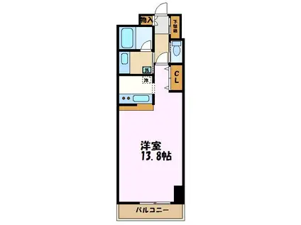 カスタネア(1K/3階)の間取り写真