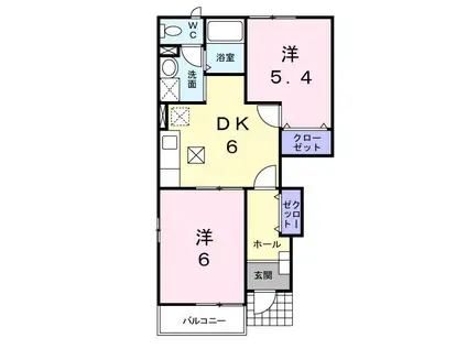 K-13A(2DK/1階)の間取り写真