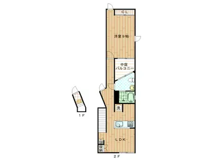 ヴォーヌング和光(1LDK/1階)の間取り写真