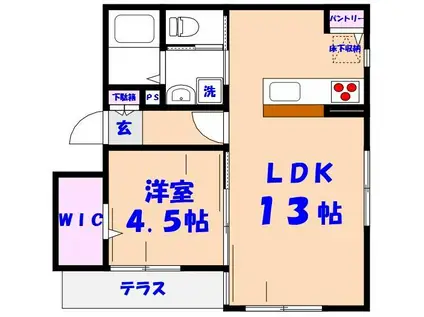 市川南3丁目の(1LDK/1階)の間取り写真