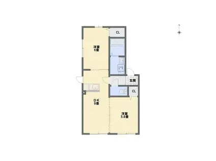 ヴィルヌーブB(2DK/2階)の間取り写真