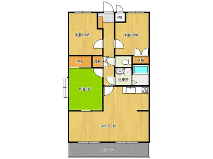 ボヌール21(3LDK/1階)の間取り写真