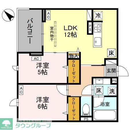 NOBLE VILLA浦和美園(2LDK/1階)の間取り写真