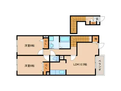 リバ-フォレスト(2LDK/2階)の間取り写真