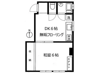 紅谷ビル(1DK/2階)の間取り写真