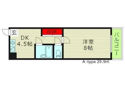 千寿シークIII(1DK/2階)の間取り写真