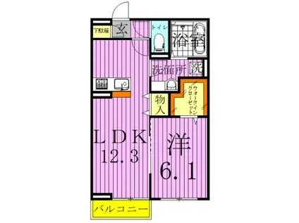 LUCIA(1LDK/2階)の間取り写真