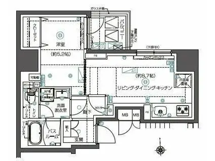ズーム秋葉原ノース(1LDK/12階)の間取り写真